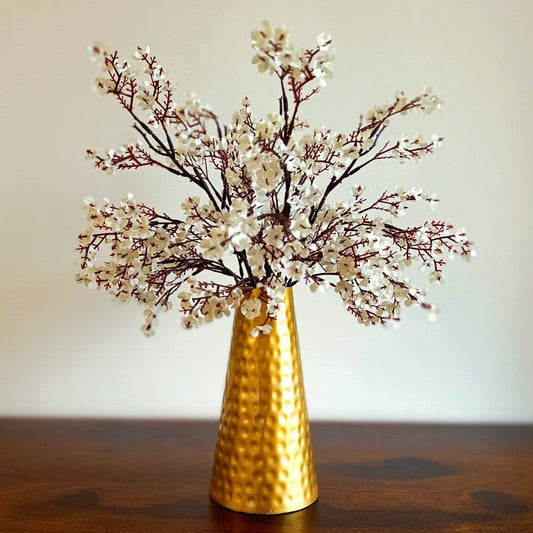 Metal Gold Flower Vase for Vintage Antique Home Decor | Decorative Vintage Table Metallic Flower Vase for Decoration | Gold Home Decor Vase Items for Living Room