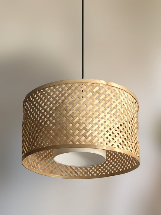 Bamboo Pendant Lamp: Minimalist Hanging Lamp, Handmade Light Fixture, Sustainable Chandelier, Asian & Scandinavian Lamp