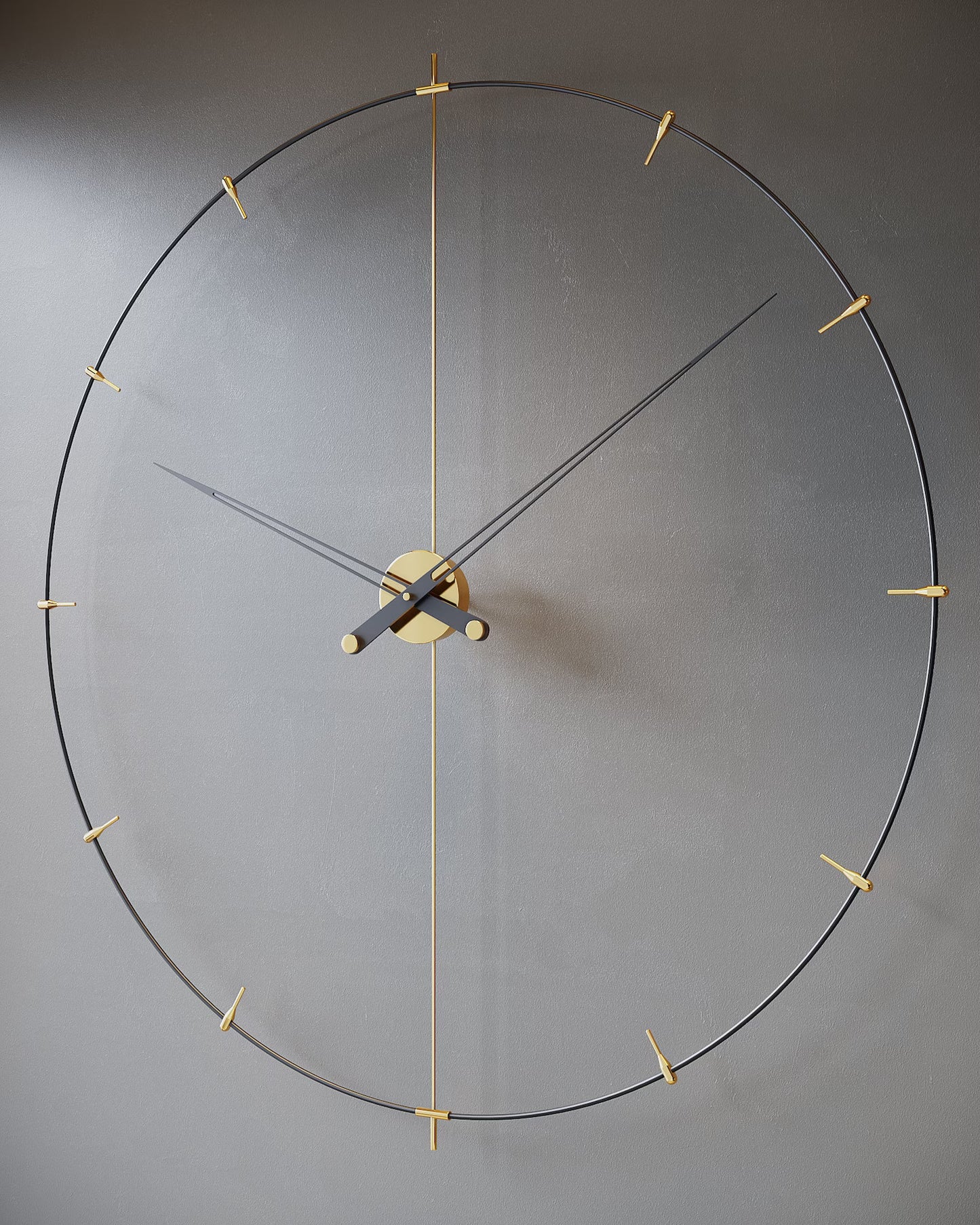 Black & Golden Handmade Ring Designed Large Wall Clock for Living Room & Bedroom