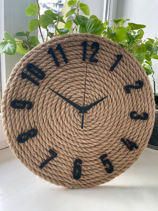 Zik Impex Wall Clock - Handcrafted Jute Rope Wall Clock for Living Room, Bedroom, Entrance, Restaurant
