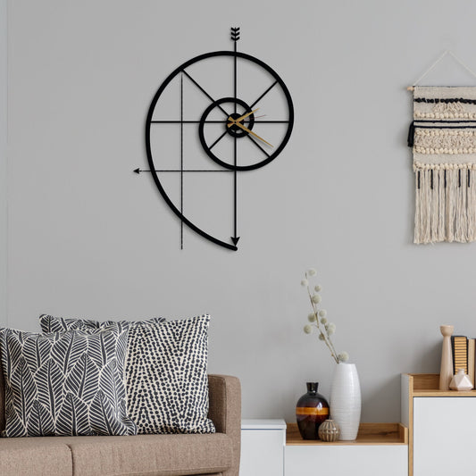 Zik Impex Spiral Wall Clock, Golden Ratio Wall Art, Minimalist Modern Wall Clock, Unique Wall Clock, Decorative Wall Clock, New Home Gift