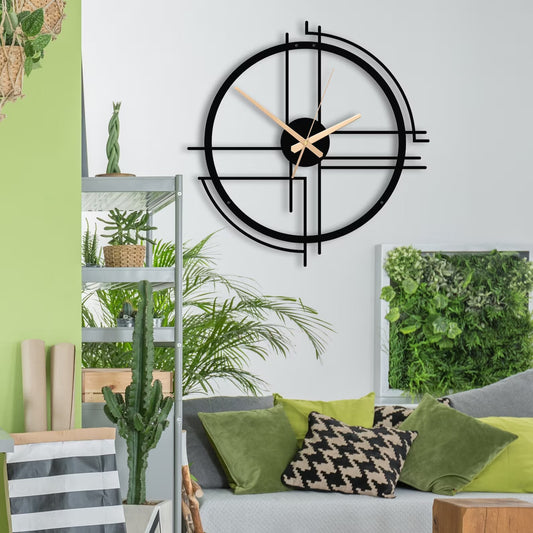 Zik Impex Modern Minimalist Oversized Metal Wall Clock, Unique Metal Wall Art, Metal Wall Decor For Home And Office