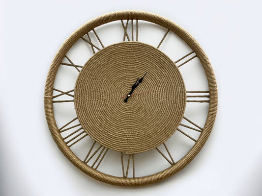 Zik Impex Boho Wall Clock with Roman Numerals, Wicker Wall Clock, Natural Wall Clock, Wall Decoration, Best for Gifting