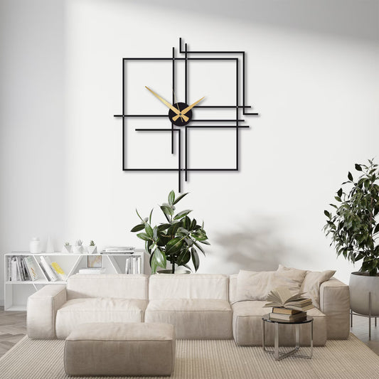 Zik Impex Oversized Metal Wall Clock, Squared Minimalist Metal Wall Clock for Living Room, Bedroom, Office, Studyroom